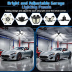 LED Garage Lights - 30000LM Super Brighter Garage Lighting w/ 6 Deformable Panels 6500K Led Shop Lights E26 Screw in Base for Basement Workshop Warehouse Attic - 2Pack