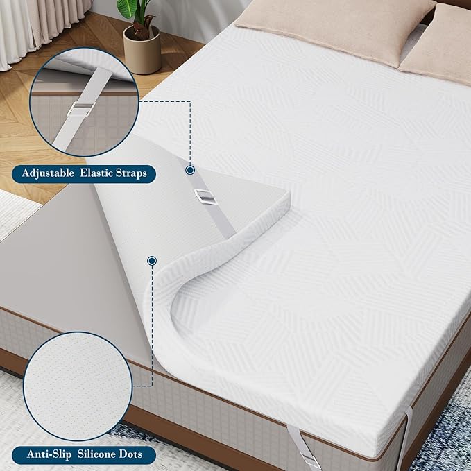 2 Inch California King Memory Foam Mattress Topper, Cooling Gel Bed Topper with Removable Cover, Soft & Pain Relief & Breathable, CertiPUR-US & Oeko-Tex Certified