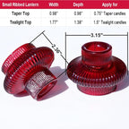 VOHO 12pcs Ribbed Taper Candle Holders for Table Centerpiece, Romantic Red Glass Candle Holder for Anniversary Wedding Decor, Double-Sided Red Tapered Candlestick Holders for Tealight & Taper Candles