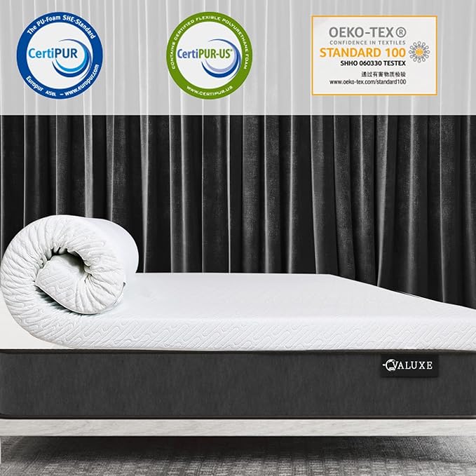 VALUXE 3 Inch Gel Memory Foam Mattress Topper California King Size High Density Cooling Pad Pressure Relief Bed Topper (with Removable & Washable Bamboo Cover)
