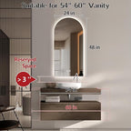 Niccy Arched LED Bathroom Mirror, 48x24 Inch Arch Frameless Backlit Mirrors for Wall Arched Lighted Vanity Mirrors Defogger and 3 Color, Explosion-Proof, HD Glass and IP65 Waterproof