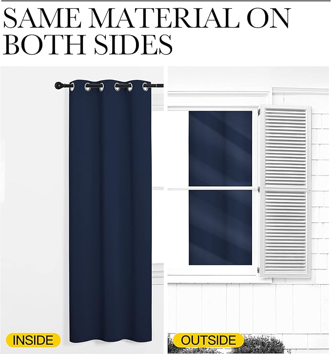 NICETOWN Navy Blackout Curtains for Sliding Door - 55 by 90, 2 Pieces, Blocking Out Sunlight Window Treatment Modern Design Grommet Curtain Panels for Dining Room