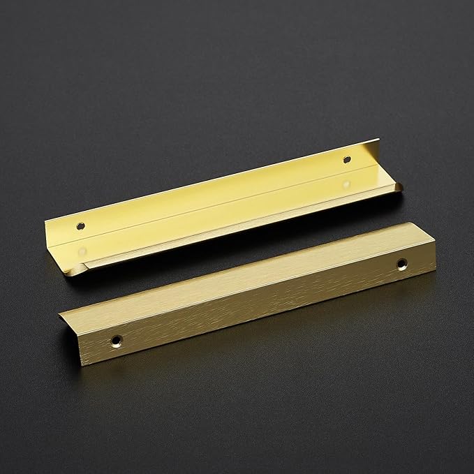 Ravinte Hardware 6 Pack Gold Cabinet Handles, 7.8 Inch (200mm) Finger Edge Pulls, 6-1/4 Inch Hole Center, Finger Pulls for Cabinets
