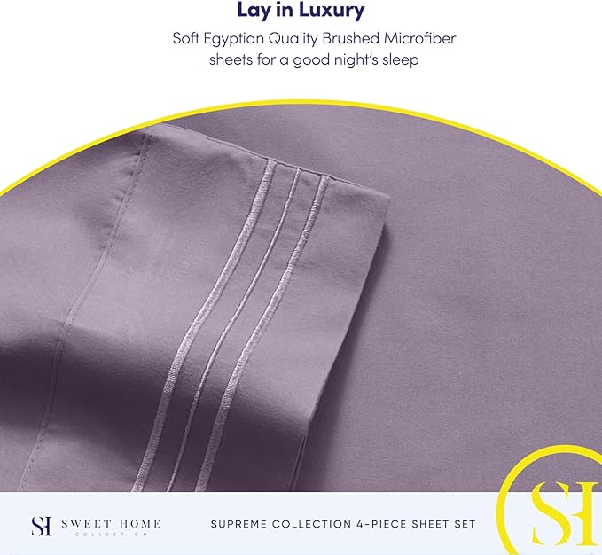 California King Sheet Sets - Breathable Luxury Sheets with Full Elastic & Secure Corner Straps Built In - 1800 Supreme Collection Cal King Deep Pocket Bedding Set, Sheet Set, California King, Plum