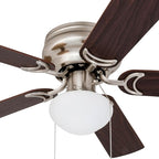 Prominence Home Alvina, 42 Inch Traditional Flush Mount Indoor LED Ceiling Fan with Light, Pull Chain, Dual Finish Blades, Reversible Motor - 80029-01 (Brushed Nickel)