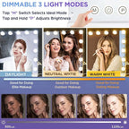 M MIVONDA Vanity Makeup Mirror with Lights: Hollywood Mirror with 15LED Bulbs - Large 23”x19” Desk Mirror for Wall, Dimmable 3 Lighting Modes, Plug-in and USB Charger Port, White