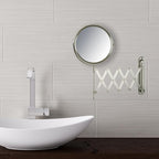 JERDON Two-Sided Wall-Mounted Makeup Mirror - Makeup Mirror with 7X Magnification & Extendable Arm - 8-inch Diameter Mirror with Nickel Finish Wall Mount - Model JP2027N