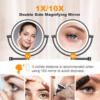 FASCINATE Upgraded Wall Mounted Makeup Mirror with Lights, Super Large Double Sided 1X/10X Magnifying Mirror for Bathroom, 360° Swivel Extendable Plug Touch Sensor Vanity Mirror