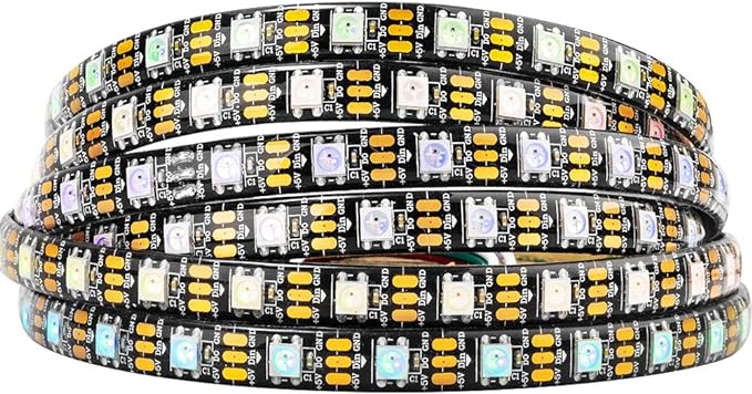 BTF-LIGHTING WS2812B IC RGB 5050SMD Pure Gold Individual Addressable LED Strip 16.4FT 300LED 60Pixel/m Flexible Full Color IP65 DC5V for DIY Chasing Color Project(No Adapter or Controller)