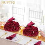 NUPTIO Flower Balls for Centerpieces Wedding: 2 Pcs 11.8 inch Diameter Artificial Flower Ball Arrangement Bouquet Centerpiece for Tables - Burgundy Fake Rose Flowers for Wedding Decor