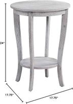 Convenience Concepts American Heritage Round End Table, Light Gray Wirebrush