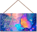 Personalized Sign Butterfly Sign for Girls Room, Motivational Hanging Plaque Sign Room Wall Art Decor, Alien Ship Nursery Decor for Boys Room Kids Room Classroom Décor