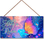 Personalized Sign Butterfly Sign for Girls Room, Motivational Hanging Plaque Sign Room Wall Art Decor, Alien Ship Nursery Decor for Boys Room Kids Room Classroom Décor
