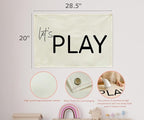 Let's Play-Playroom Rectangular Canvas Banner Flag Poster Wall Sign Decor for Boy Girl Kids Teen,Nursery Playroom Homeschool Baby Room Bedroom Home Dorm Decor-Baby Shower Birthday Christmas Gift