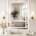 20x30 LED Mirror for Bathroom with Front and Backlit Light Up Digital Mirrors for Wall,Anti Fog,Stepless Dimmable,Tempered Silver Glass Smart Vanity Mirror for Bathroom