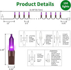LAMPHOME Super-Bright Extendable Purple Christmas Lights Decoration 150Lights 31.9ft UL Certified Mini Bulb String Lights Set for Outdoor Halloween Home Christmas Tree Garden Holiday Party Patio Decor