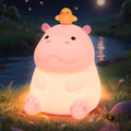 Cute Hippo Gifts for Kids,Pink Hippo Night Light, Dimmable Silicone Animal Nursery Night Light, Adorable Rechargeable Squishy Touch Lamp, Hippopotamus Gifts for Boys Girl Baby Room Decor