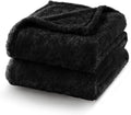 Exclusivo Mezcla Plush Fuzzy Fleece Bed Blanket Queen Size, Super Soft, Fluffy and Warm Blankets Suitable for All Seasons (Black, 90x90 Inches)