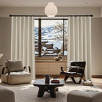 KangBang Extra Wide Black Out Linen Curtains for Sliding Glass Door, Blackout Patio Door Curtains Back Tab Hook Belt Rustic Drapery Panels, Room Darkening Window Drapes with Hooks for Track, 72x96