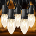 Brightown 100 Feet C9 Christmas String Lights, Outdoor Christmas Lights with 100 Clear C9 Light Bulbs for Outdoor Patio Room Party Backyard Christmas Decoration, Glass Bulb, Black Line