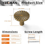 2 Pack Kitchen Cabinet Knobs Round Sunflower Dresser Knob Modern Drawer Hardware Cupboard Handles Furniture Knob for Bathroom Single Hole Knobs for Wardrobe Antique Brass TYH-AB-K2