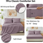 CozyLux Full Size Comforter Sets Dusty Purple - 7 Pieces Bed in a Bag Full, Soft Bed Set for All Seasons, Bedding Set with Down Alternative Comforter, Sheets, Pillowcases & Shams, Grayish Purple