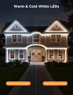 Govee Outdoor LED Strip Lights RGBIC with Warm and Cold White, 32.8ft 2.4G WiFi Smart Outdoor Lights, IP65 Waterproof, Work with Alexa and Google Assistant, App Control, for Porch, Patio, Eave, Party