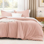 Litanika Pink Comforter Set King Size, 3 Pieces Blush Plain Bedding Comforter Set, All Season Bed Set (90x90In Comforter & 2 Pillowcases)