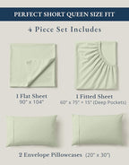LANE LINEN 100% Organic Cotton Queen Sheet Set, 4Pc Cotton Sheets Queen Size Bed Set, Soft & Breathable Percale Weave, Deep Pocket Queen Sheets, Hotel-Quality Bed Sheets Queen Size - Mineral