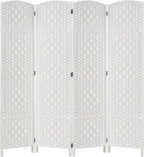 Rose Home Fashion Room Divider, 6 ft Tall Room Dividers and Folding Privacy Screens, 16in Privacy Screen 4 Panel White Space Temporary Wall Foldable Partition Separation