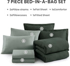 Monbix California King Comforter Set - 7 Pieces Cationic Dyeing Deep Forest Bed in a Bag Cal King Bed Sets with Comforter, Sheets, Pillowcases & Shams, Reversible Bedding Comforters Sets (108 * 92)