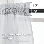 OVZME Light Grey Sheer Curtains 96 Inches Long 2 Panels - Soft Light Filtering Window Sheer Panels for Living Room/Bedroom, Top Dual Rod Pocket, 1 Pair, Each 42Wx96L Inches