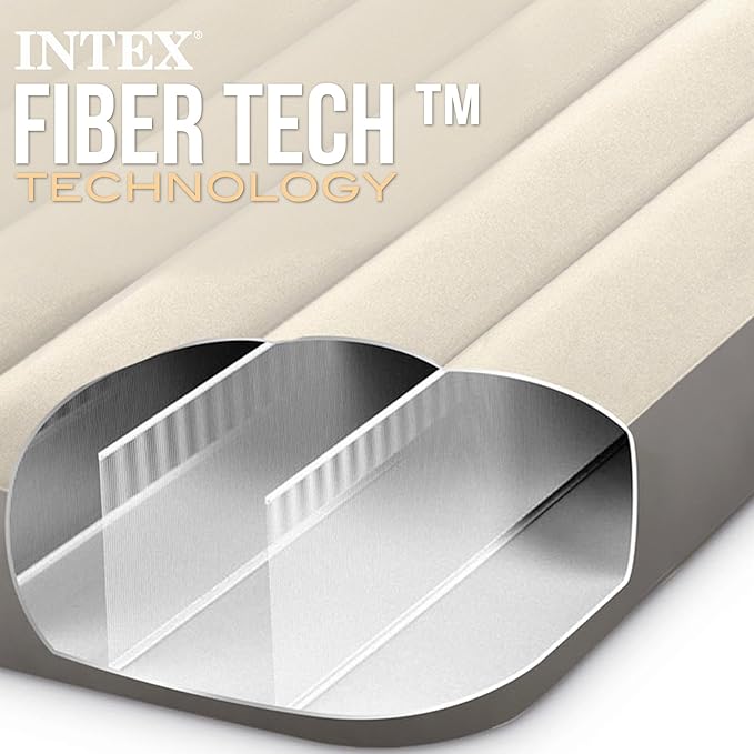 Intex Unisex's Queen Dura-Beam Series Single High Airbed, Taupe/Grey, One Size