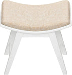 URFORESTIC Oak Wood Vanity Stool, Modern Makeup Dressing Stool with Concave Seat Surface,Capacity 300lb, Easy Assembly (White)