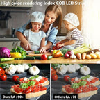 TOPAI 12V COB LED Strip Light 6000K Cool White Waterproof IP65 480LEDs/M Super Bright 4000Lm CRI>90 16.4ft/5M Self Adhesive Dotless Cuttable Flexible for Bedroom Cabinet DIY Lighting