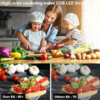 TOPAI 12V COB LED Strip Light 4000K Natural White Waterproof IP65 480LEDs/M Super Bright 4000Lm CRI>90 16.4ft/5M Self Adhesive Dotless Cuttable Flexible for Bedroom Cabinet DIY Lighting