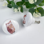 6pcs 1.5" 6 Pack Cute Nursery Kids Animals Ceramics Dresser Drawer Pulls Unique Decorative Cabinet Knobs (Rabbit)