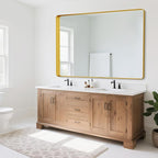 Suidia Bathroom Mirror, 36" x 55" Wall Mirror Metal Framed, Bathroom Vanity Mirror for Living Room Bedroom Bathroom Entryway, Gold, Rounded Corner Style