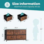OLIXIS Dresser for Bedroom with 5 Drawers, Wide Chest of Drawers, Fabric Bedroom Dresser with Drawer Organizer, Storage Organizer Unit with Fabric Bins for Closet, Living Room, Hallway, Classic Black