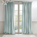 Lazzzy Velvet Blackout Curtains Thermal Insulated Room Window Drapes Super Soft Luxury Curtains for Living Room Bedroom Rod Pocket 2 Panels, Misty Blue, 52" W x 72" L