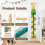 Personalized Wooden Forest Animal Tree Growth Chart, Canvas Height Growth Chart for Baby, Kids Measuring Chart for Wall, Kids Room Wall Decor, Removable & Waterproof Growth Chart Ruler