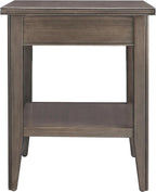 Laurent 20 in. Solid Wood End Table with Shelf and Drawer, Smoke Gray – Leick Home, 10507-GR