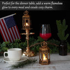 LLQ 12Pcs Mini Lantern with LED Tea Light, Garden Fairy Party Decorations, Battery Included, Vintage Lanterns Decorative, Hanging Candle Lanterns for Halloween Christmas Wedding Table Centerpiece