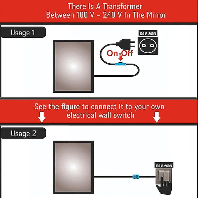 Asymmetrical Bathroom LED Mirror, Modern Irregular Shape Wall Mirror with LED Lights, Frameless Aesthetic Backlit LED Illimunated Vanity Mirror (43" x 21" inc)