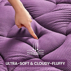 SLEEP ZONE Full Size Cooling Mattress Pad for Double Bed, Premium Zoned Quilted Mattress Topper, Wrap Around Mattress Protector Cover, Machine Wash Durable, Deep Pocket 8-21 inch, Purple, Full