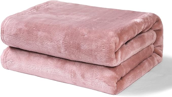 Exclusivo Mezcla Fleece Throw Blanket for Couch, Super Soft and Warm Blankets, Dusty Pink Throw All Season Use, Cozy, Plush, Lightweight, 40x50 Inches