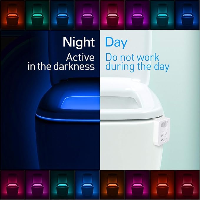 ZEZHOU Toilet Light 2 Pack - 16 Color LED Toilet Bowl Light Motion Activated Light Sensor Bathroom Night Light, Unique Cool Funny Gadgets Gifts Idea for Men Boy Teen Kids Dad