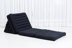 Leewadee Comfortable Japanese Floor Mattress - Thai Floor Bed with Triangle Cushion - Futon Mattress - XL Extra Long Thai Massage Mat, 89 x 20 inches, Black, Kapok Filling