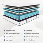 Queen Size Mattresses in a Box 10 Inch - Memory Foam & Pocket Coils Springs, Pressure Relief, Motion Isolation, Breathable Comfort, Medium Firm, CertiPUR-US Certified, Ideal for All Sleepers