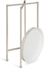 Kate and Laurel Celia Round Metal Foldable Tray Accent Table, White with Silver Base